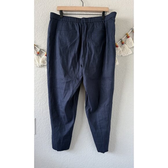J. jill Linen Stretch Navy Pull On Straight Leg Pant Coastal Minimalist Modest L - Picture 2 of 9